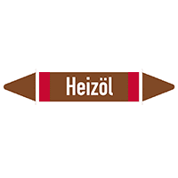 Rohrleit.etikett Heizöl, DIN 2403, braun/weiß/rot, für Ø 25-40mm,154x26mm,5/Bogen