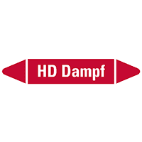 Rohrleitungsetikett HD Dampf, rot/weiß, für Ø 40-60mm, 218x37mm, 5/Bogen