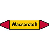 Rohrleitungsetikett Wasserstoff, gelb/schwarz/rot, für Ø 15-25mm,96x17mm,8/Bogen
