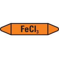 Rohrleitungsetikett FeCI3, orange/schwarz, für Ø 15-25mm, 96x17mm, 8/Bogen