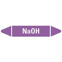 Rohrleitungsetikett NaOH, violett/weiß, für Ø 15-25mm, 96x17mm, 8/Bogen