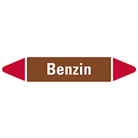 Rohrleitungsetikett Benzin, braun/weiß/rot, für Ø 15-25mm, 96x17mm, 2/Bogen