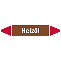 Rohrleitungsetikett Heizöl, braun/weiß/rot, für Ø 25-40mm, 154x26mm, 5/Bogen