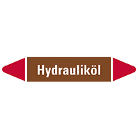 Rohrleitungsetikett Hydrauliköl, braun/weiß/rot, für Ø 25-40mm,154x26mm,5/Bogen