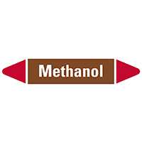 Rohrleitungsetikett Methanol, braun/weiß/rot, für Ø 15-25mm, 96x17mm, 2/Bogen