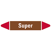 Rohrleitungsetikett Super, braun/weiß/rot, für Ø 15-25mm, 96x17mm, 2/Bogen