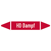 Rohrleitungsetikett HD Dampf, DIN 2403, rot/weiß, für Ø 15-25mm,96x17mm,8/Bogen