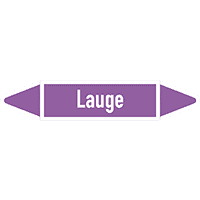 Rohrleitungsetikett Lauge, DIN 2403, violett/weiß, für Ø 25-40mm,154x26mm,5/Bogen