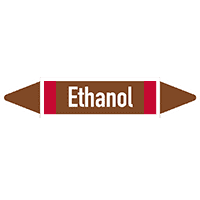 Rohrleit.etikett Ethanol, DIN 2403, braun/weiß/rot, für Ø 40-60mm,218x37mm,5/Bogen