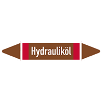 Rohrleit.etikett Hydrauliköl, DIN 2403, braun/weiß/rot, f. Ø15-25mm,96x17mm,8/Bogen