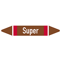Rohrleitungsetikett Super, DIN 2403, braun/weiß/rot, für Ø 15-25mm,96x17mm,8/Bogen