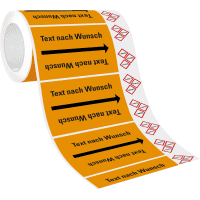 Rohrleitungsband, Wunschtext, bis 3 Symbole, Ausf.Jumbo lang, pb., ab Ø 100mm,33m/RO