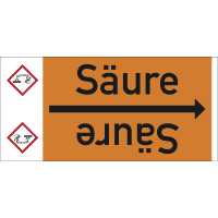 Rohrleitungsband Säure, DIN 2403, ab Ø 15mm, orange/schwarz, 33m/Rolle