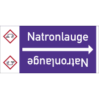 Rohrleitungsband Natronlauge, DIN 2403, ab Ø 15mm, violett/weiß, 33m/Rolle