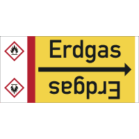 Rohrleitungsband Erdgas, DIN 2403, ab Ø 15mm, gelb/schwarz, 33m/Rolle
