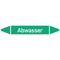 RKZ-Etikett Abwasser, grün/weiß, für Ø 60-90mm, 310x52mm, 3/Bogen