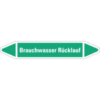 RKZ-Etikett Brauchwasser Rücklauf, grün/weiß, für Ø 15-25mm, 96x17mm, 8/Bogen