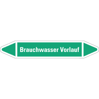 RKZ-Etikett Brauchwasser Vorlauf, grün/weiß, für Ø 15-25mm, 96x17mm, 8/Bogen