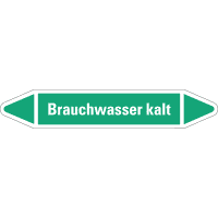 RKZ-Etikett Brauchwasser kalt, grün/weiß, für Ø 15-25mm,96x17mm,8/Bogen