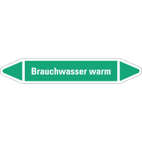 RKZ-Etikett Brauchwasser warm, grün/weiß, für Ø 15-25mm,96x17mm,8/Bogen