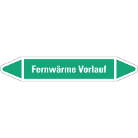 RKZ-Etikett Fernwärme Vorlauf, grün/weiß, für Ø 15-25mm,96x17mm,8/Bogen
