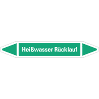 RKZ-Etikett Heißwasser Rücklauf, grün/weiß, für Ø 25-40mm,154x26mm,5/Bogen