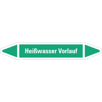 RKZ-Etikett Heißwasser Vorlauf, grün/weiß, für Ø 25-40mm,154x26mm,5/Bogen