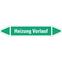 RKZ-Etikett Heizung Vorlauf, grün/weiß, für Ø 15-25mm,96x17mm,8/Bogen
