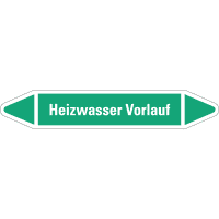 RKZ-Etikett Heizwasser Vorlauf, grün/weiß, für Ø 15-25mm,96x17mm,8/Bogen