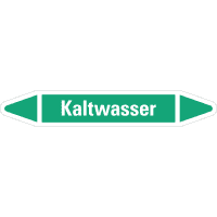 RKZ-Etikett Kaltwasser, grün/weiß, für Ø 40-60mm, 218x37mm, 5/Bogen