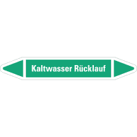RKZ-Etikett Kaltwasser Rücklauf, grün/weiß, für Ø 25-40mm,154x26mm,5/Bogen
