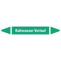 RKZ-Etikett Kaltwasser Vorlauf, grün/weiß, für Ø 40-60mm,218x37mm,5/Bogen