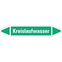 RKZ-Etikett Kreislaufwasser, grün/weiß, für Ø 15-25mm, 96x17mm, 8/Bogen