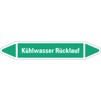 RKZ-Etikett Kühlwasser Rücklauf, grün/weiß, für Ø 15-25mm,96x17mm,8/Bogen