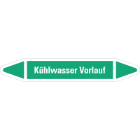 RKZ-Etikett Kühlwasser Vorlauf, grün/weiß, für Ø 40-60mm,218x37mm,5/Bogen