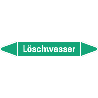 RKZ-Etikett Löschwasser, grün/weiß, für Ø 60-90mm, 310x52mm, 3/Bogen