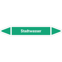 RKZ-Etikett Stadtwasser, grün/weiß, für Ø 25-40mm, 154x26mm, 5/Bogen