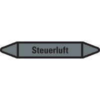 RKZ-Etikett Steuerluft, grau/schwarz, für Ø 25-40mm, 154x26mm, 5/Bogen