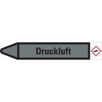 RKZ-Etikett Druckluft, links, grau/schwarz, für Ø 25-40mm, 154x26mm, 5/Bogen