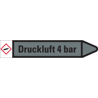 RKZ-Etikett Druckluft 4 bar, rechts, grau/schwarz, für Ø 15-25mm,96x17mm,8/Bogen