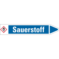 RKZ-Etikett Sauerstoff, rechts, blau/weiß, für Ø 15-25mm, 96x17mm, 8/Bogen