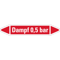 RKZ-Etikett Dampf 0,5 bar, rot/weiß, für Ø 15-25mm, 96x17mm, 8/Bogen