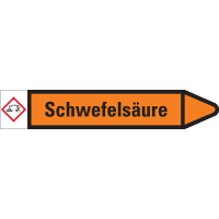 RKZ-Etikett Schwefelsäure, rechts, orange/schwarz, für Ø 15-25mm,96x17mm,8/Bogen