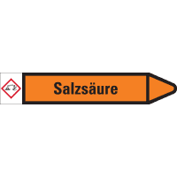 RKZ-Etikett Salzsäure, rechts, orange/schwarz, für Ø 15-25mm, 96x17mm, 8/Bogen