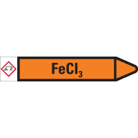 RKZ-Etikett FeCI3, rechts, orange/schwarz, für Ø 15-25mm, 96x17mm, 8/Bogen