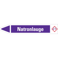 RKZ-Etikett Natronlauge, links, violett/weiß, für Ø 25-40mm, 154x26mm, 5/Bogen
