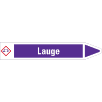RKZ-Etikett Lauge, rechts, violett/weiß, für Ø 25-40mm, 154x26mm, 5/Bogen