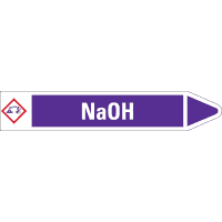 RKZ-Etikett NaOH, rechts, violett/weiß, für Ø 15-25mm, 96x17mm, 8/Bogen
