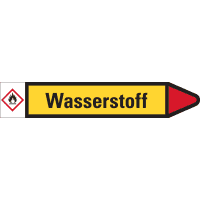 RKZ-Etikett Wasserstoff, rechts, gelb/schwarz/rot, für Ø 15-25mm,96x17mm,8/Bogen