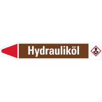 RKZ-Etikett Hydrauliköl, links, braun/weiß/rot, für Ø 60-90mm,310x52mm,3/Bogen